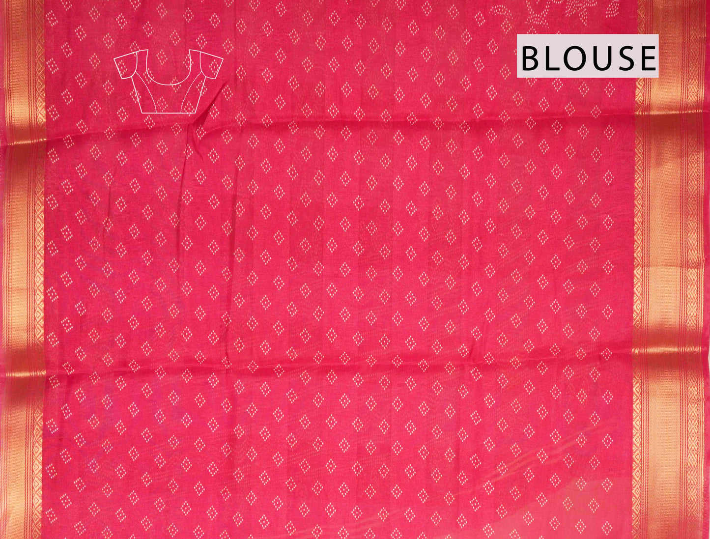 Red Printed Cotton Dot Florals Zari Border Saree