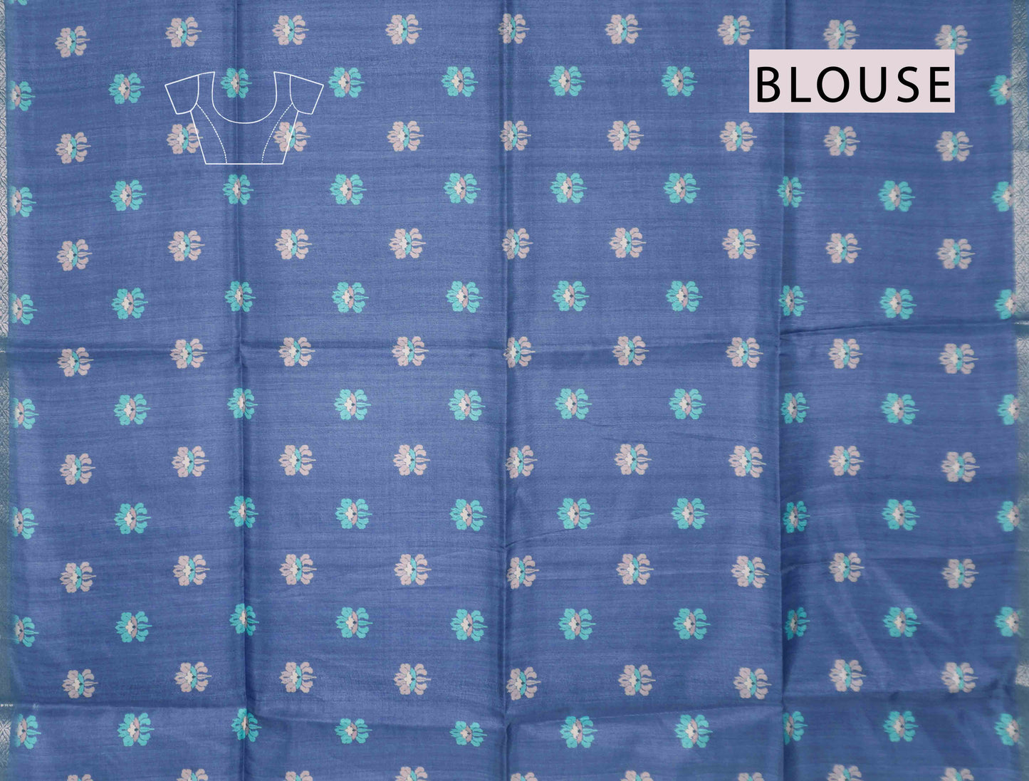 Blue Semi Tussar Blooming Magic Prints Parrot Border Saree