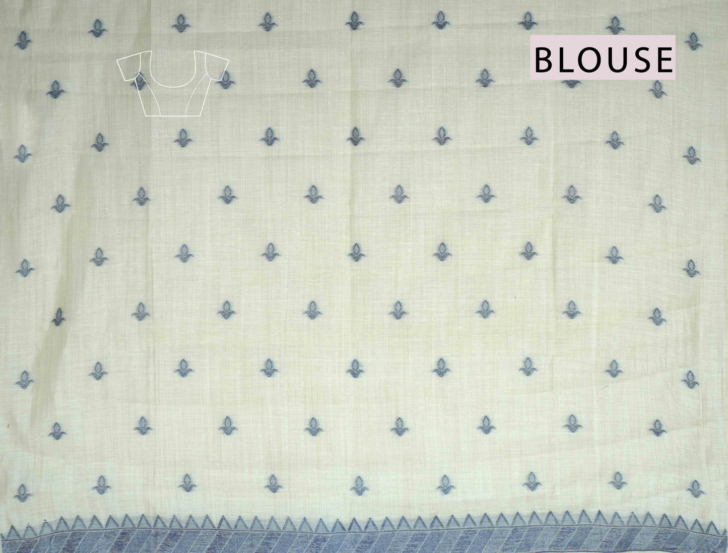 Off White Bengal Cotton Mini Butta Jamdani Style Pallu Border Saree