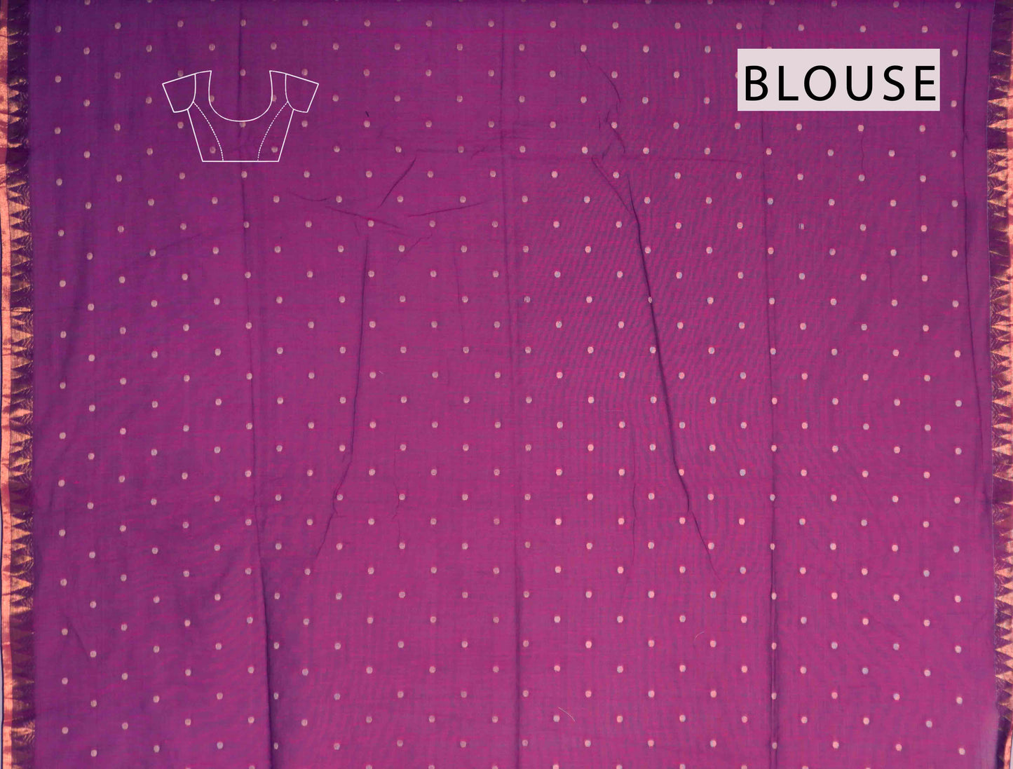 VioletSoft Bengal Cotton Mini Polka Butta Block Zari Pallu Saree