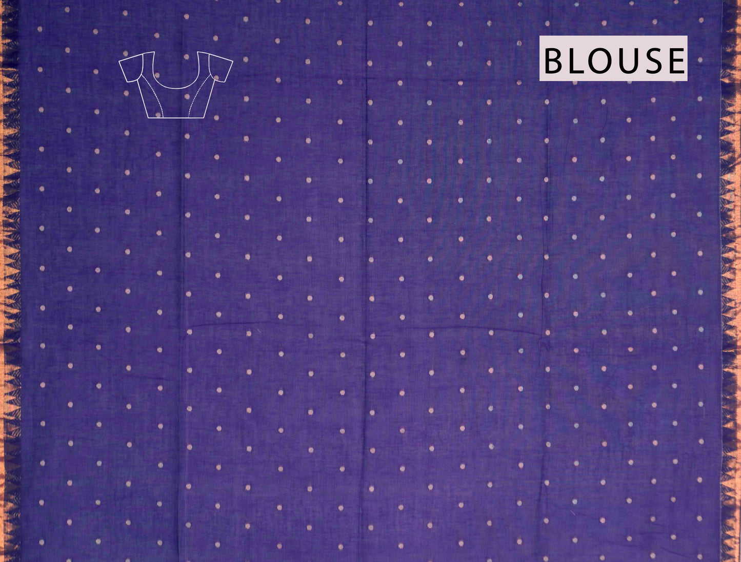 Violet Soft Bengal Cotton Mini Butta Block Zari Pallu Saree