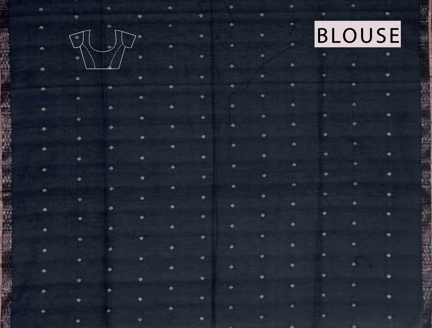 Black Soft Bengal Cotton Mini Leaf Butta Block Zari Pallu Saree