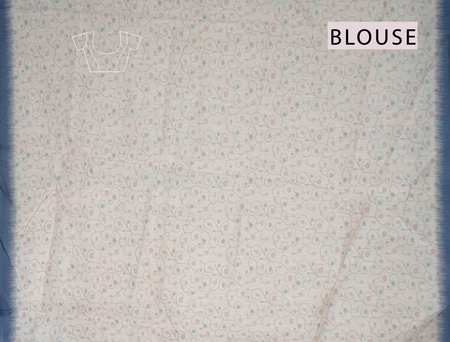 Denim Blue Semi Chanderi Pastoral Dreams Pallu Saree