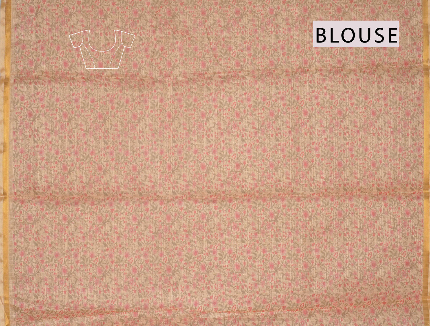 Pastel Yellow Summer Fresh Florals Printed Cotton Zari Border Self Checks Saree