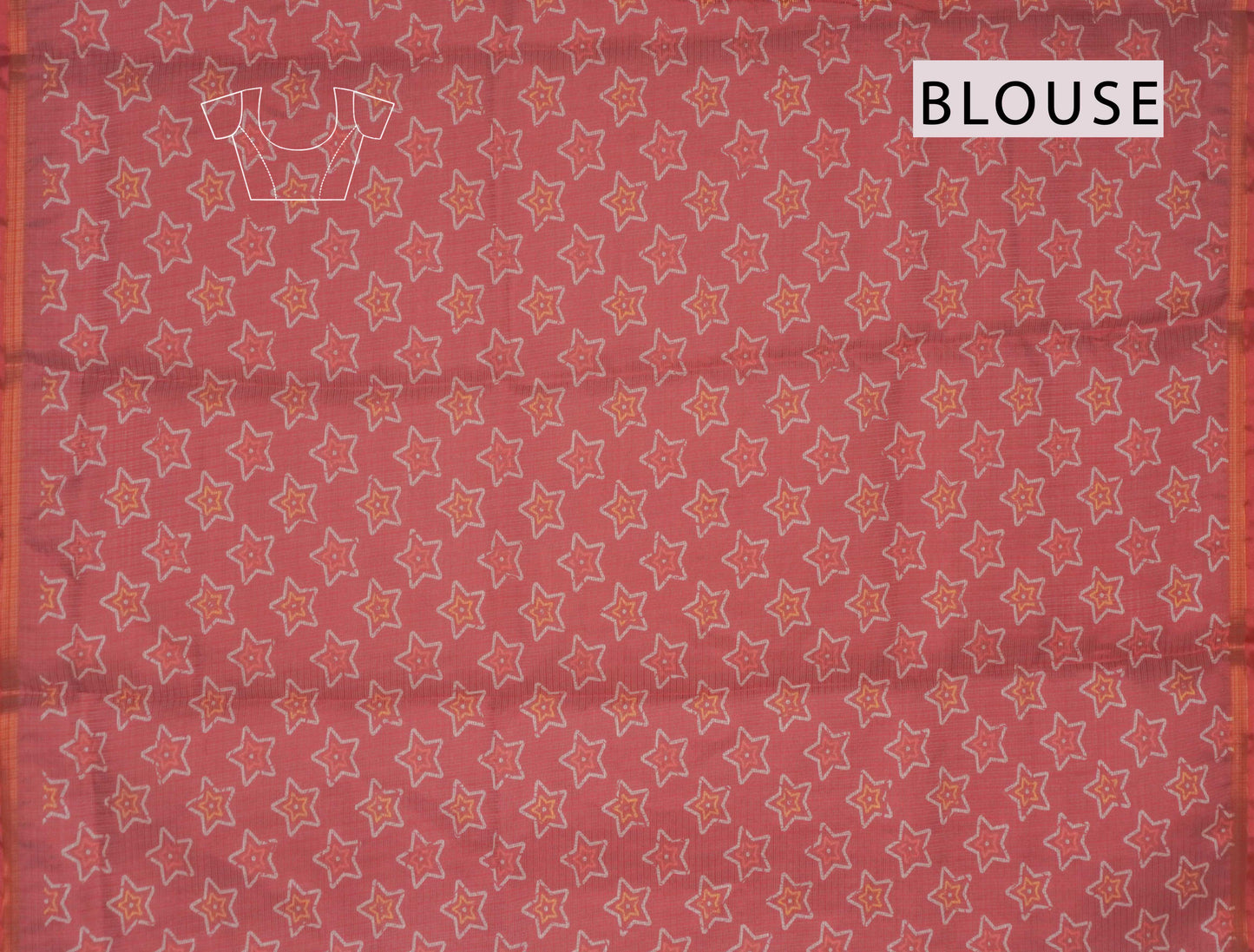 Mild Red Printed Cotton Star Prints Self Checks Saree