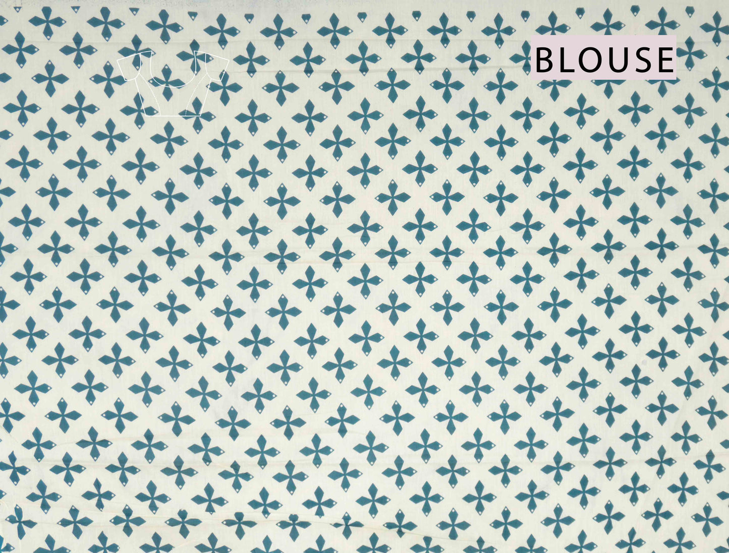 Teal Blue aipur Cotton Hand Block Buttas Saree