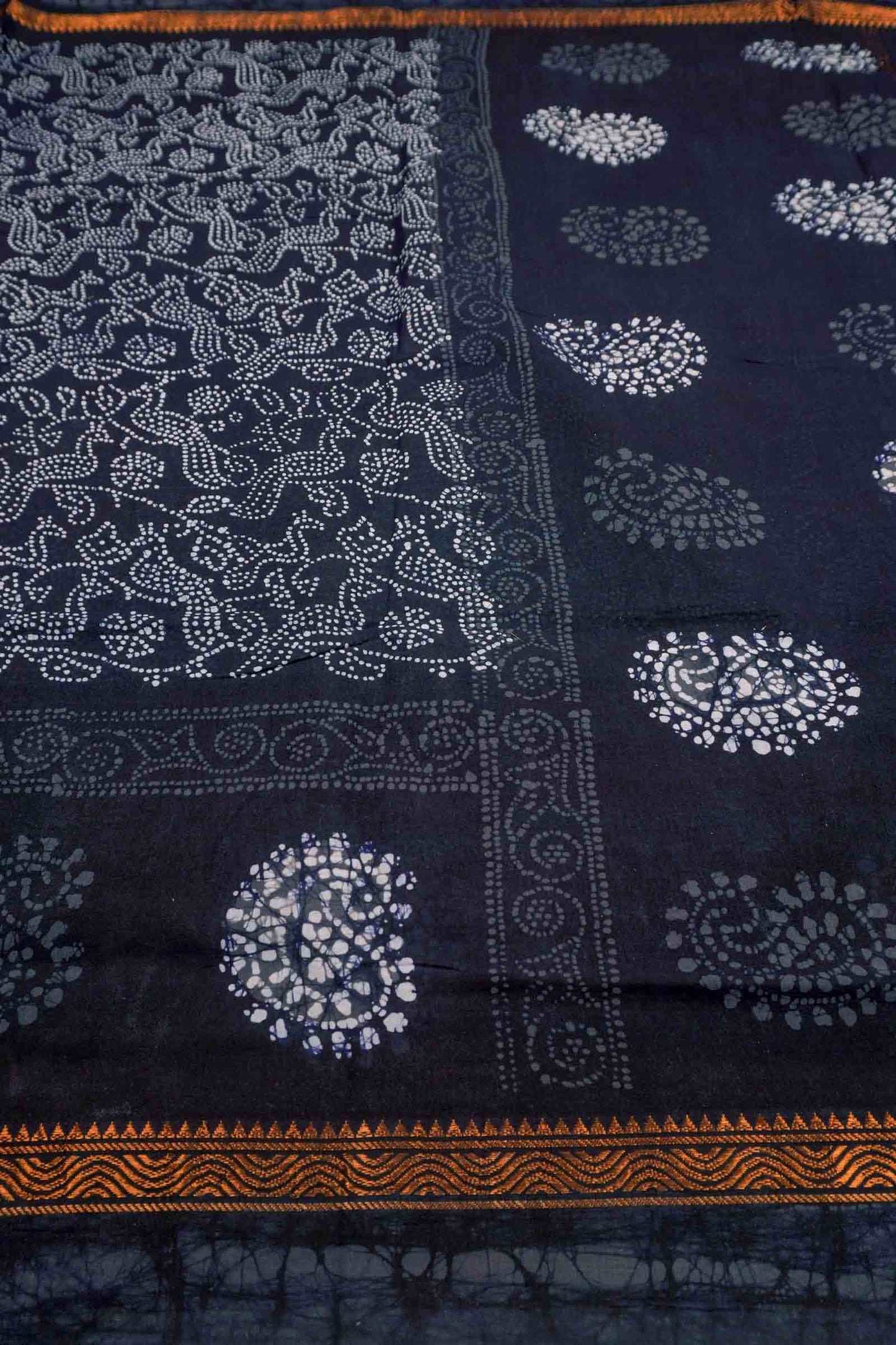 Black Pure Sungudi Cotton Peacock Print Saree
