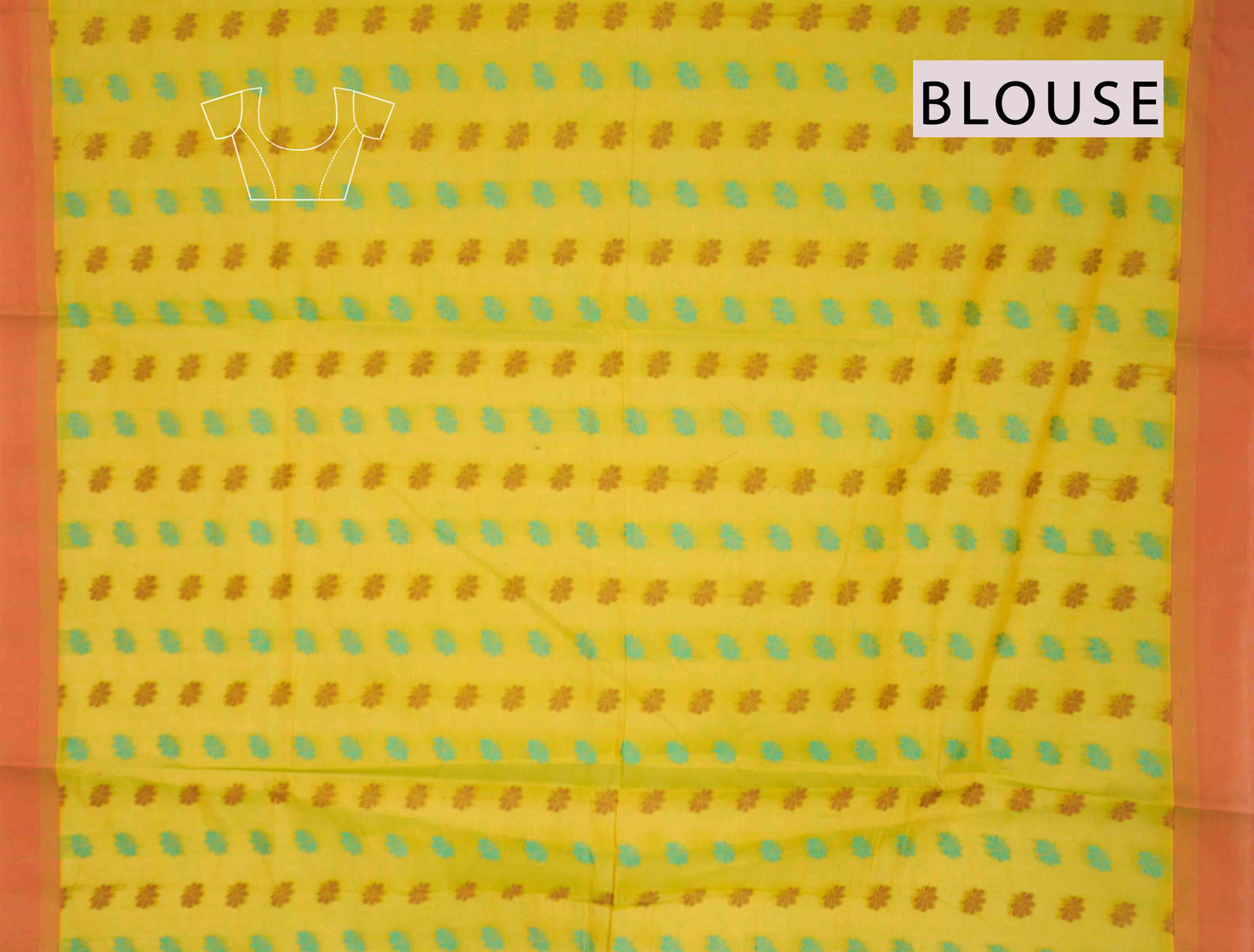 Lime Green Yellow Pure South Cotton Floral Vines Saree