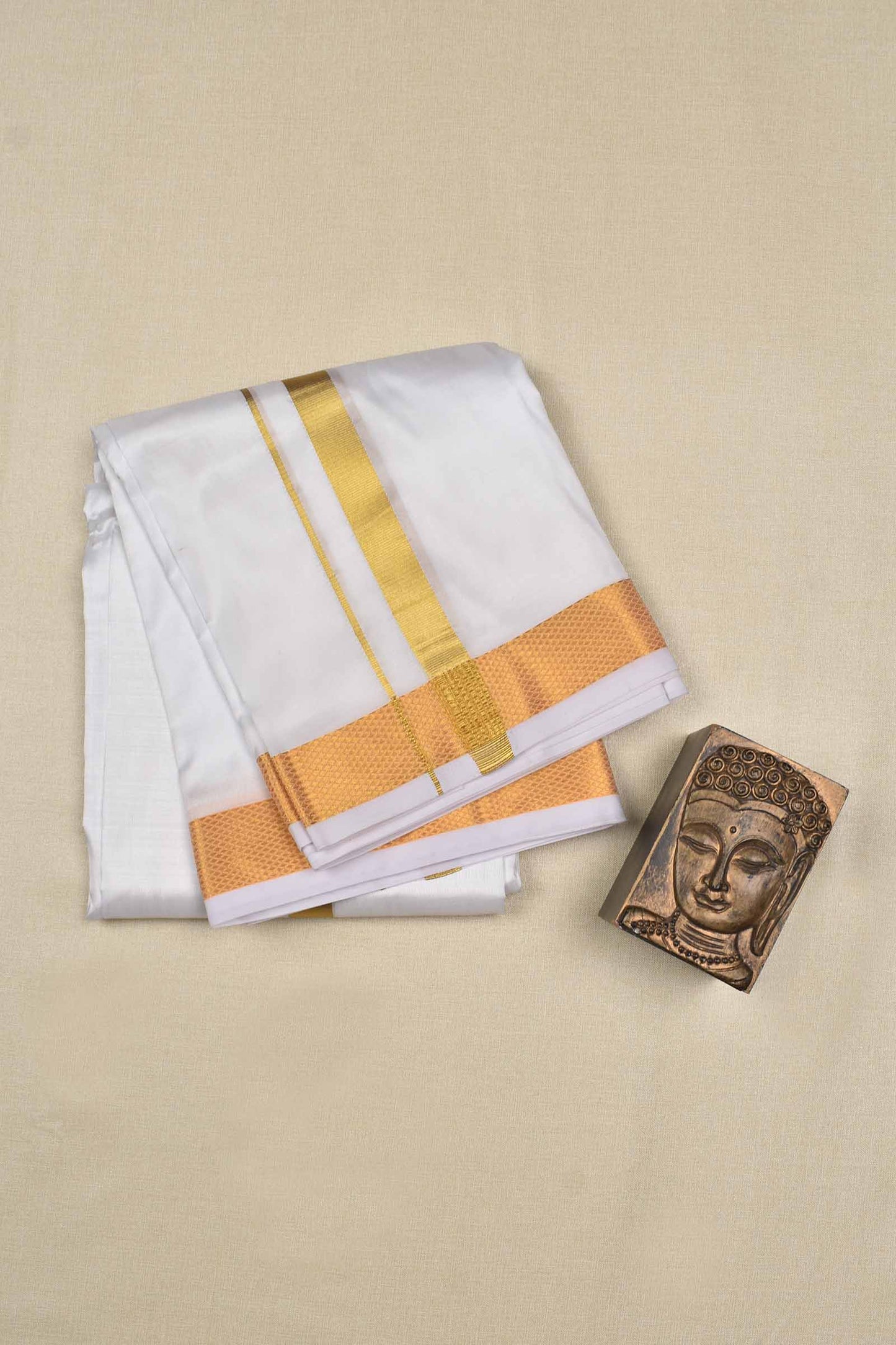 White Pure Mix with Traditional Border Mens Dhoti