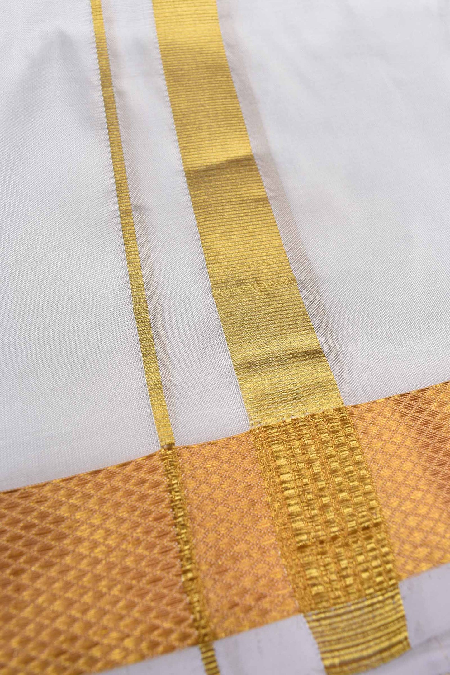 White Pure Mix with Traditional Border Mens Dhoti