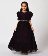 Elegant Wine Shimmery Gown for Girls