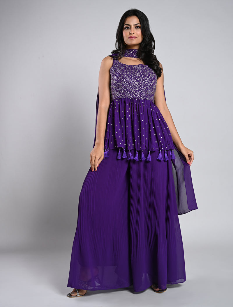 Vibrant Purple palazzo Set