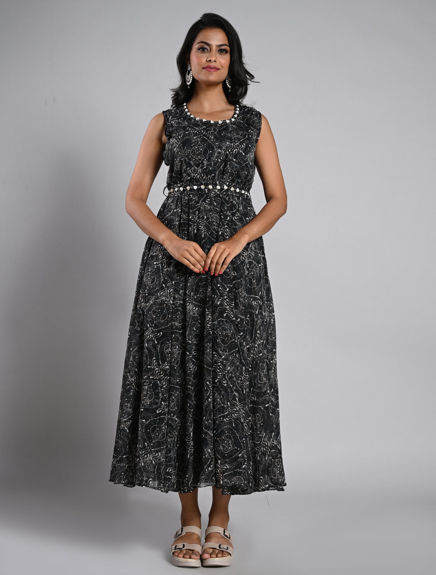 Georgette Black Printed Kurti