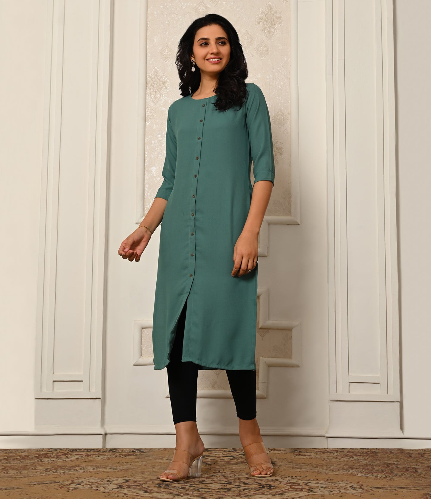 Solid Sea Green Daily Wear Kurti