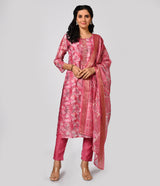 Pink Digital Printed Straight Cut Set with Dupatta