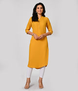 Mustard Yellow Daily Wear Kurti with Mild Work