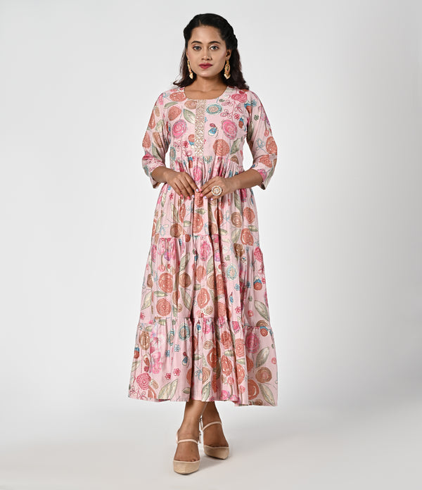 Pink Printed Layer Kurti