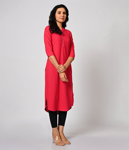 Pink Daily Wear Kurti with Mild Work