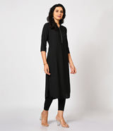 Solid Black Daily Wear Kurti with Mild Stone Work