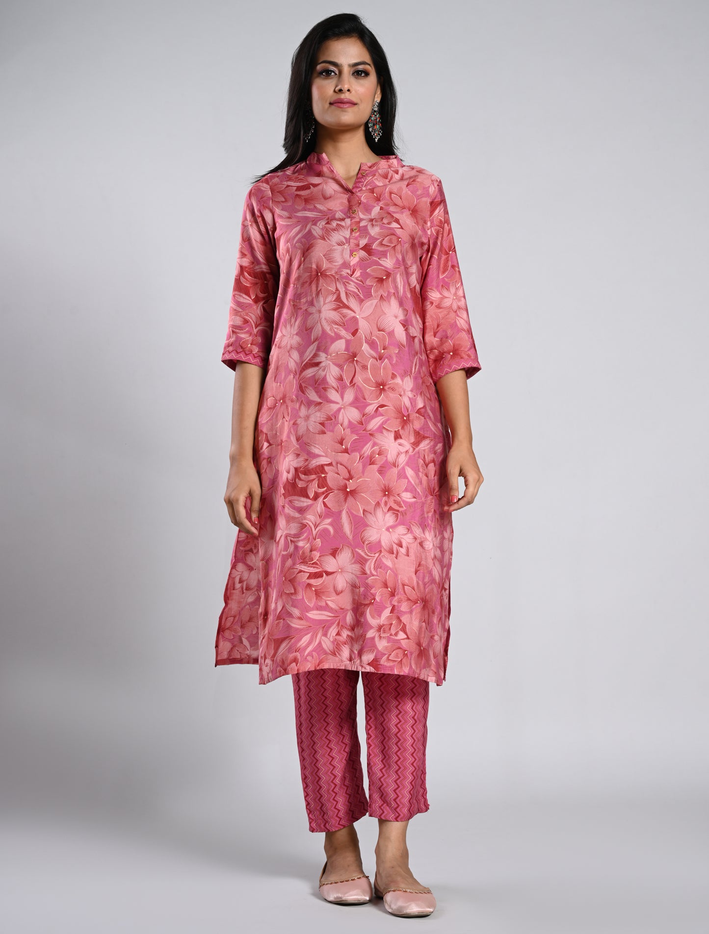 Pink Printed Kurti Set