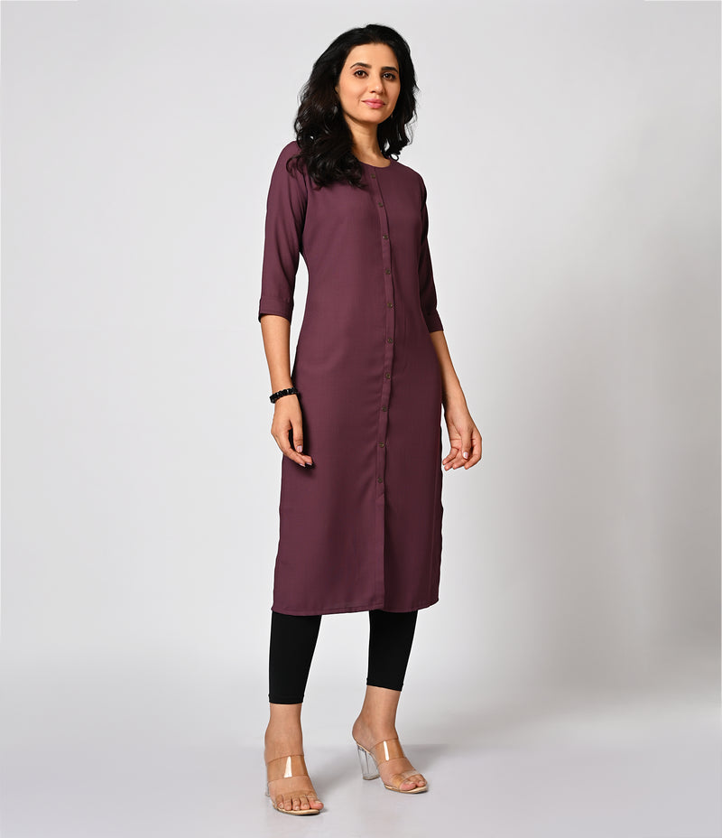 Solid Purple Daily Wear Kurti