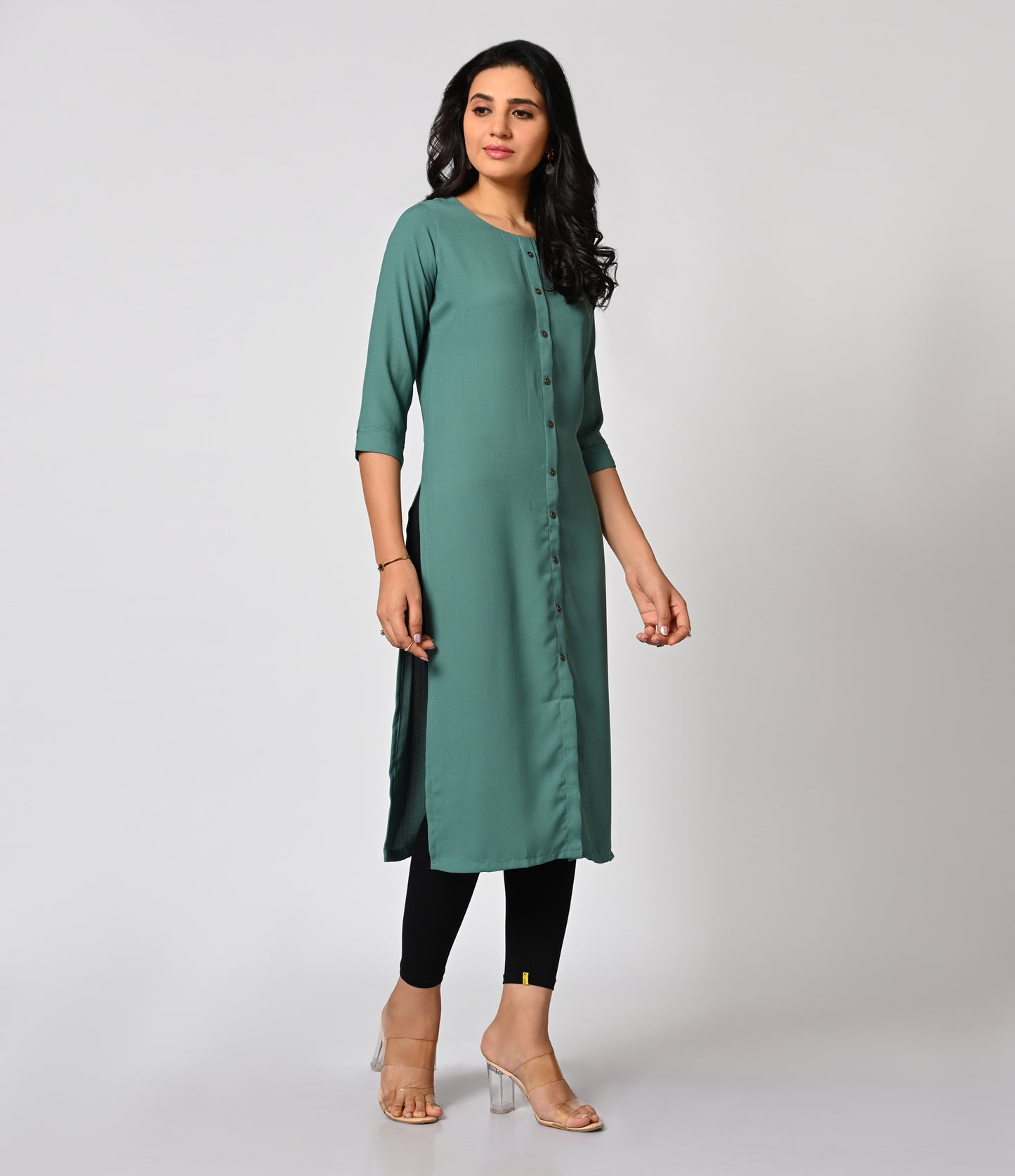 Solid Sea Green Daily Wear Kurti