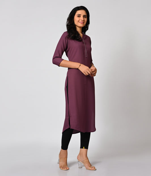 Purple Daily Wear Kurti with Mild Work