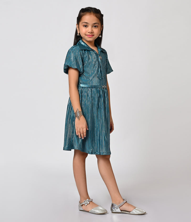 Shimmery Sea Green, Party wear Frock for Girls