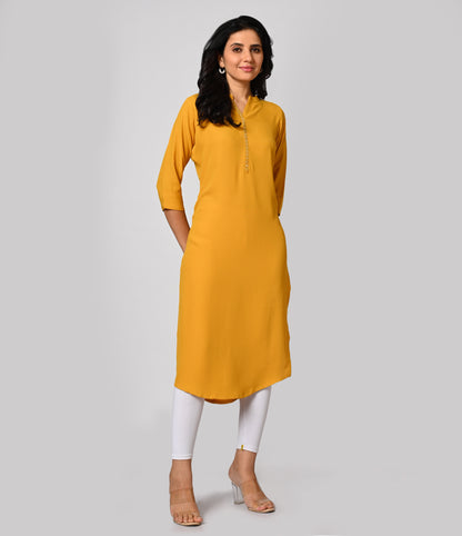 Mustard Yellow Daily Wear Kurti with Mild Work