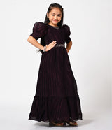 Elegant Wine Shimmery Gown for Girls