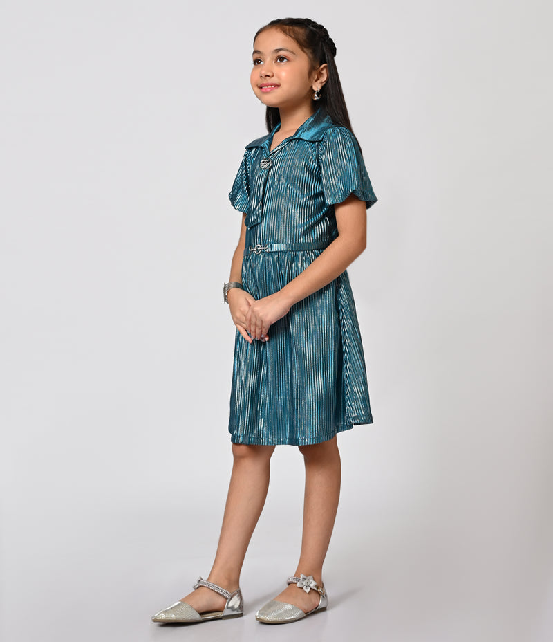 Shimmery Sea Green, Party wear Frock for Girls