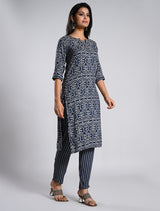 Indigo Blue Kurti Set with Dupatta