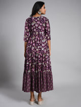 Purple Printed Alia Cut Kurti