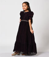 Elegant Wine Shimmery Gown for Girls