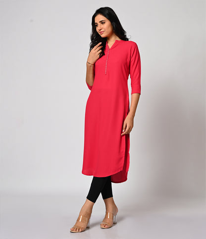 Pink Daily Wear Kurti with Mild Work