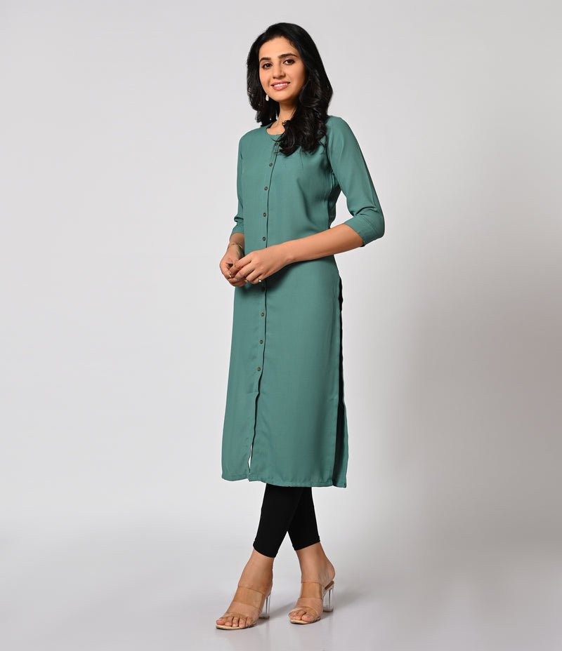 Solid Sea Green Daily Wear Kurti