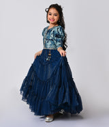 Elegant Blue Long Party Frock for Girls