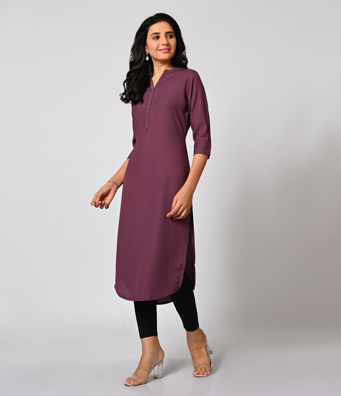 Purple Daily Wear Kurti with Mild Work