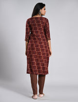 Maroon Printed Rayon Kurti Set