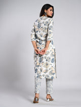 Tightly Floral Printed White Kurti Set with Dupatta