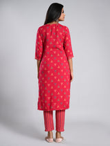 Rani Pink Geometric Printed Kurti Set