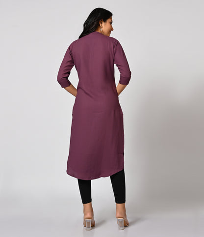 Purple Daily Wear Kurti with Mild Work