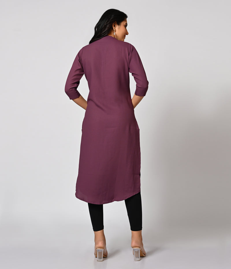 Purple Daily Wear Kurti with Mild Work