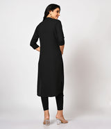 Solid Black Daily Wear Kurti with Mild Stone Work