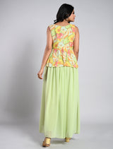 Elegant Pista Green Peplum Palazzo Set