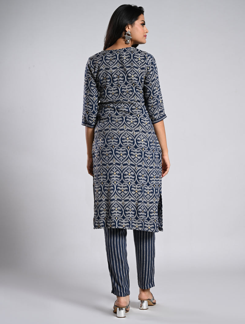 Indigo Blue Kurti Set with Dupatta