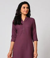 Purple Daily Wear Kurti with Mild Work