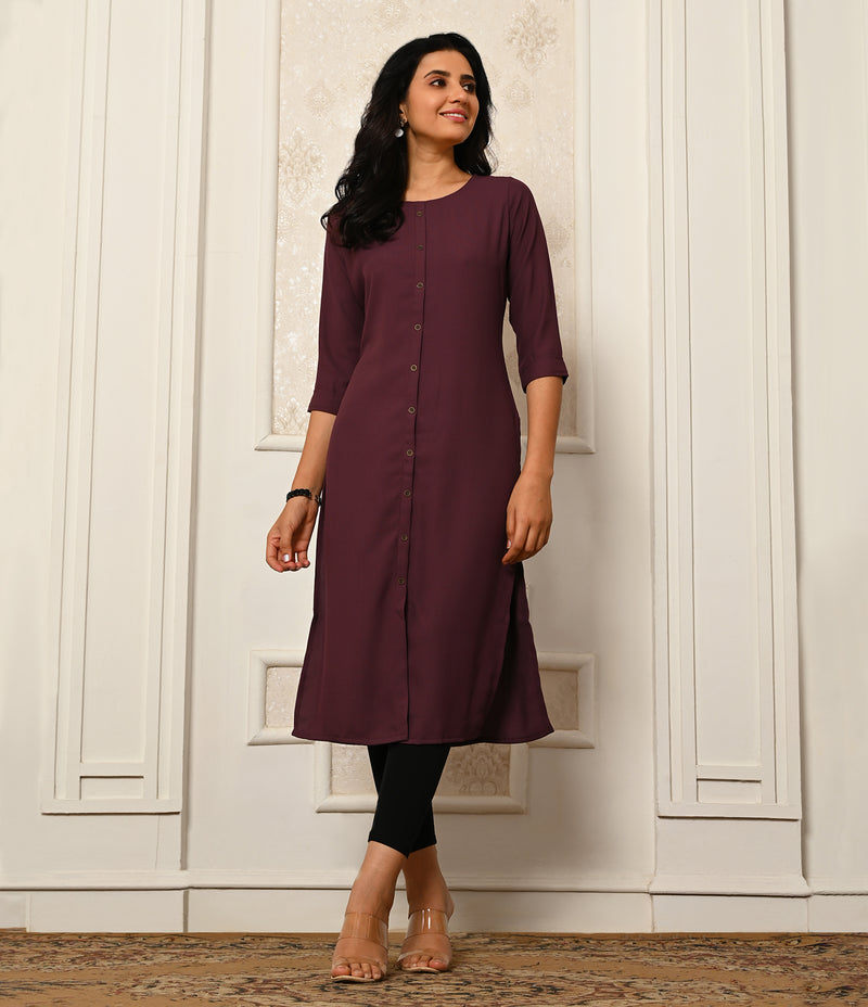 Solid Purple Daily Wear Kurti