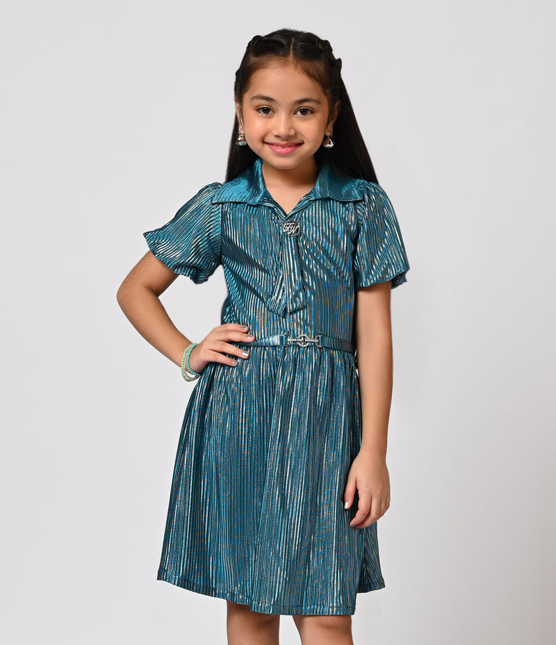 Shimmery Sea Green, Party wear Frock for Girls