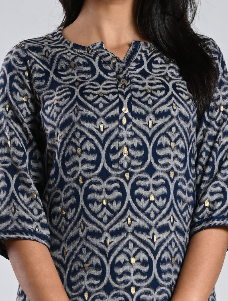 Indigo Blue Kurti Set with Dupatta